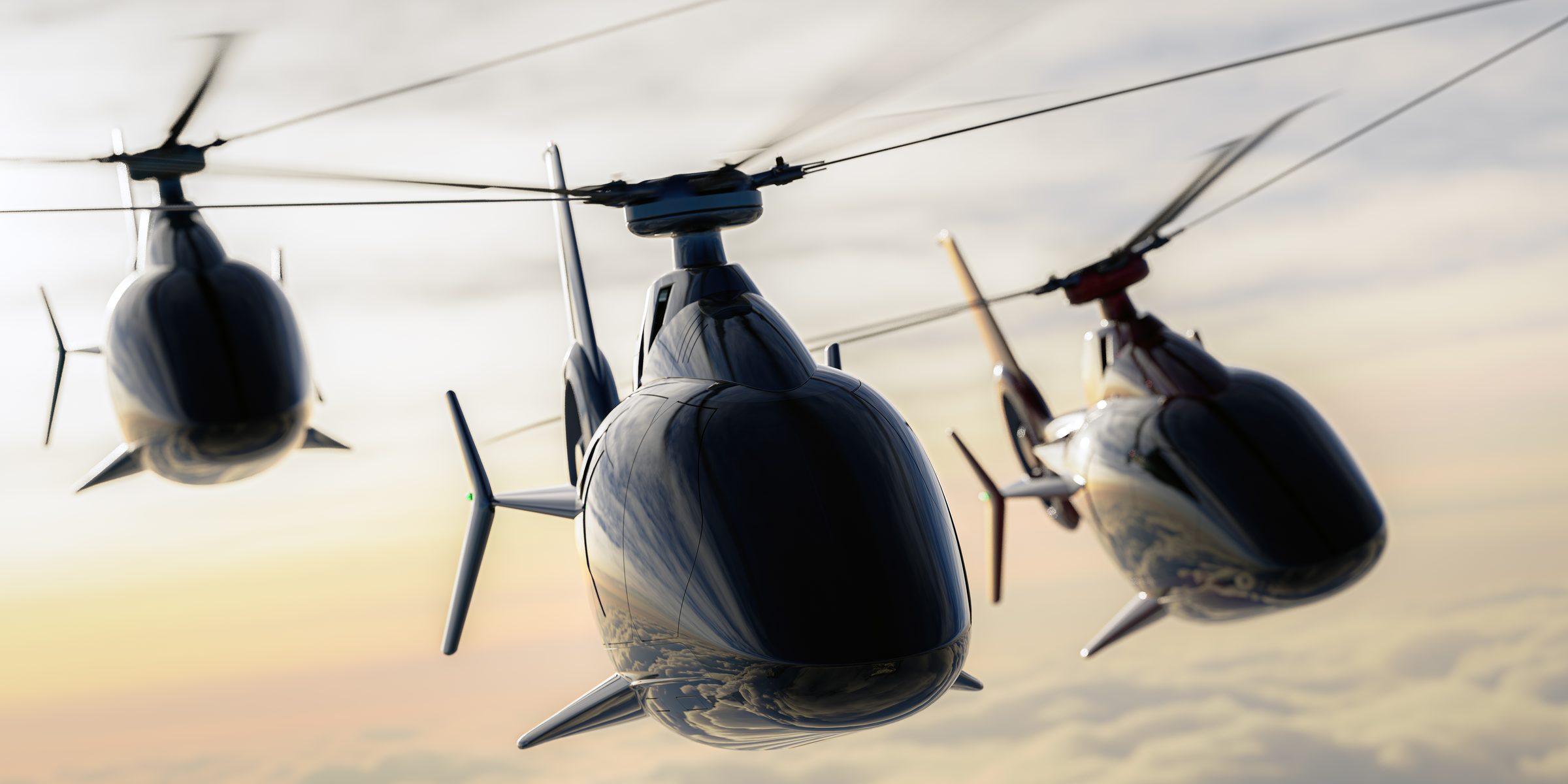 Fixius aircraft in formation flight above the clouds